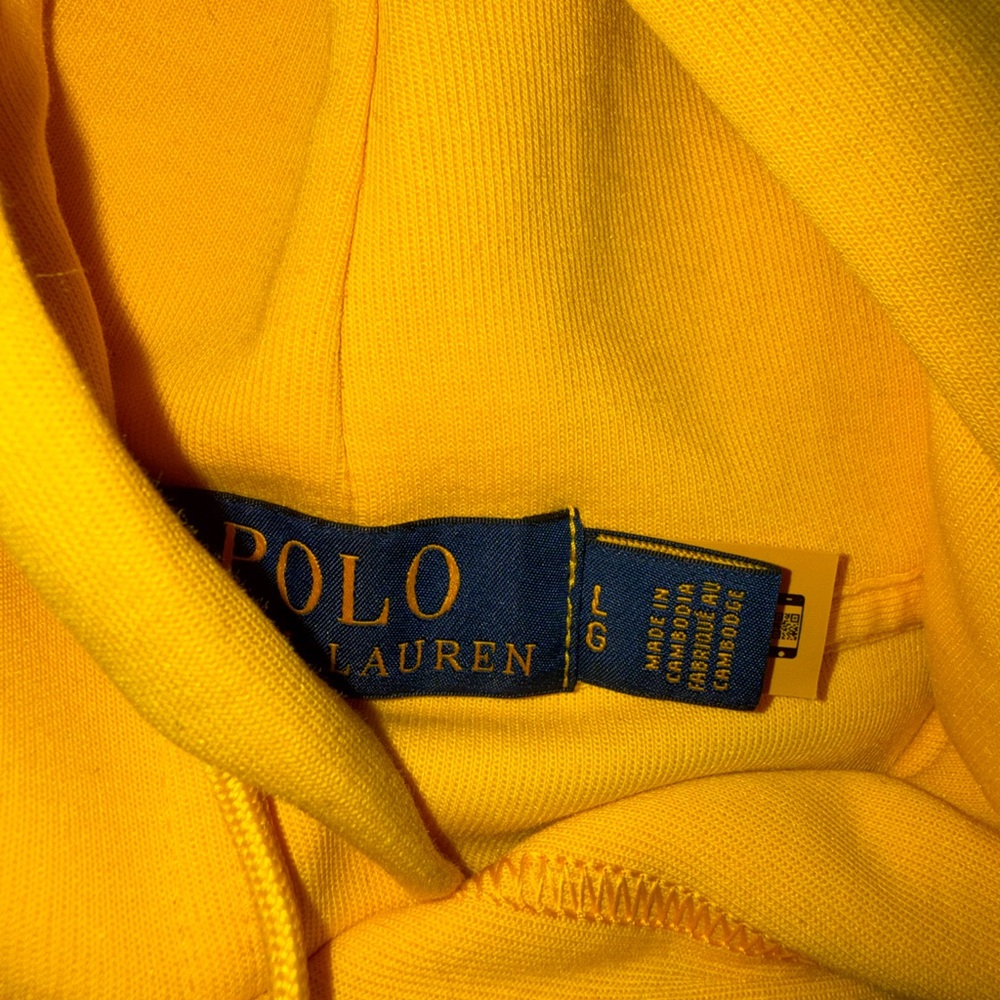 Polo Ralph Lauren Double-Knit Big Pony Felt Embroidered Yellow Pullover Hoodie - Picture 4 of 6